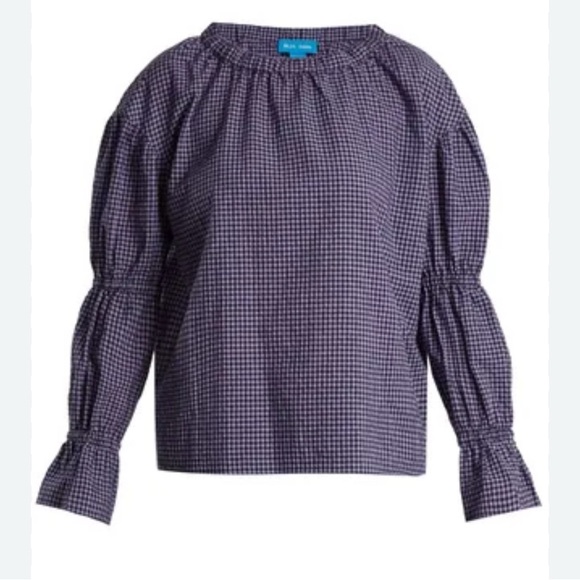 M.i.h Jeans gingham plaid ruffle top Sz M - Picture 1 of 7